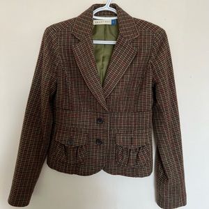 Front Button Checkered Blazer